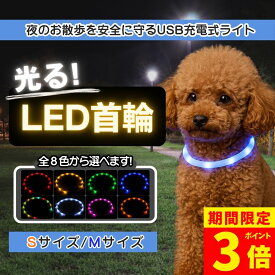 【ポイント3倍】【安心の1年保証！】光る首輪 犬 LED首輪 夜間 発光首輪 首輪 散歩 安全 事故防止 レインボー 虹色 充電式 USB充電式 サイズ調整可 蛍光 小型犬 中型犬 大型犬 おしゃれ かわいい 猫 ライト LED