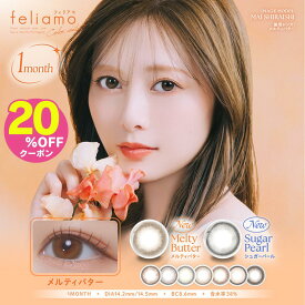 20％OFFクーポン！2箱 フェリアモ マンスリー カラコン 1ヶ月 度あり 白石麻衣 feliamo まいやん 1month ワンマンス ナチュラル 大人 フチあり 裸眼風 度なし 透明感 バレない 20代 30代 UVカット 低含水 コーヒーゼリー ウーロンティー