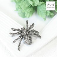 【再入荷なし】ブローチ ( スパイダー ) 蜘蛛 くも クール スパイシー きらきら ラインストーン ブラック…