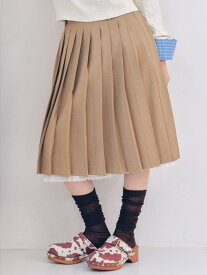 【SALE／50%OFF】ベルト付きレースプリーツスカート LILY BROWN リリーブラウン スカート ミディアムスカート ブラウン ネイビー ベージュ【RBA_E】【送料無料】[Rakuten Fashion]