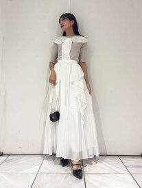 【SALE／50%OFF】シアーカスケードボリュームスカート LILY BROWN リリーブラウン スカート ロング・マキシスカート ホワイト イエロー ブラウン【RBA_E】【送料無料】[Rakuten Fashion]