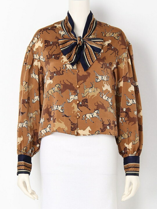 楽天市場】【SALE／40%OFF】horse柄ボウタイブラウス LILY BROWN  