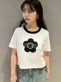 【SALE／50%OFF】【LILY BROWN×MARY QUANT】グリッターロゴリンガーTシャツ LILY BROWN リリーブラウン トップス カットソー・Tシャツ レッド ホワイト【RBA_E】【送料無料】[Rakuten Fashion]