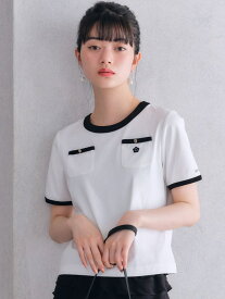【SALE／50%OFF】【LILY BROWN×MARY QUANT】ポケットリンガーTシャツ LILY BROWN リリーブラウン トップス カットソー・Tシャツ ホワイト ブラウン【RBA_E】【送料無料】[Rakuten Fashion]