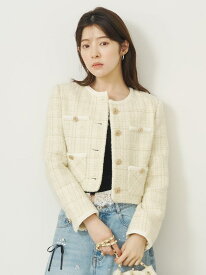 ツイードジャケット LILY BROWN リリーブラウン ジャケット・アウター ノーカラージャケット ブラウン【送料無料】[Rakuten Fashion]