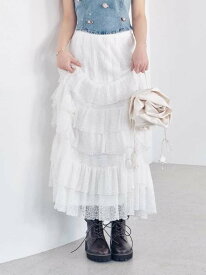 【SALE／50%OFF】ステップフリルシアースカート LILY BROWN リリーブラウン スカート ロング・マキシスカート ホワイト イエロー ブラウン【RBA_E】【先行予約】*【送料無料】[Rakuten Fashion]