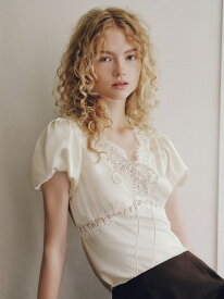 ヴィンテージレースサテントップス LILY BROWN リリーブラウン トップス カットソー・Tシャツ ブラウン ブラック ピンク【送料無料】[Rakuten Fashion]
