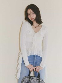 【限定カラー】ボリュームフリルニットトップス LILY BROWN リリーブラウン トップス ニット ネイビー ピンク ブラウン【送料無料】[Rakuten Fashion]