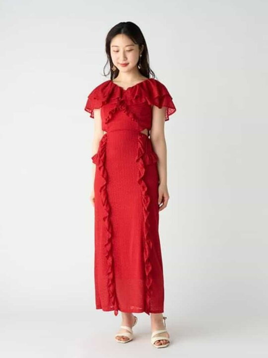 楽天市場】【SALE／50%OFF】ストレッチレースラッフルワンピース LILY 