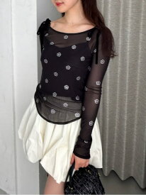 【LILY BROWN×MARY QUANT】デイジー柄シアーチュールトップス LILY BROWN リリーブラウン トップス カットソー・Tシャツ ブラック ホワイト ピンク【送料無料】[Rakuten Fashion]