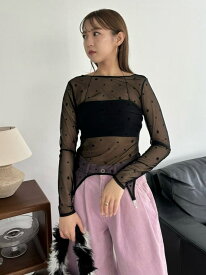 【SALE／50%OFF】【LILY BROWN Lingerie】シアーフロッキートップス×バンドゥセット LILY BROWN リリーブラウン トップス カットソー・Tシャツ ホワイト ブラック【RBA_E】【送料無料】[Rakuten Fashion]