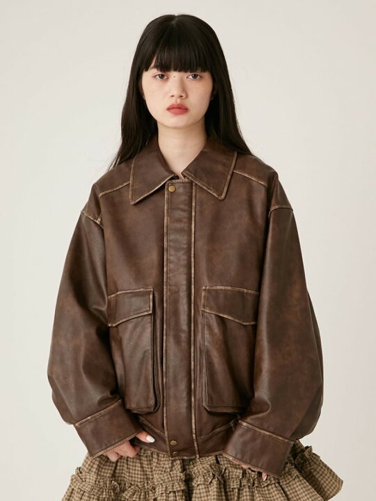 楽天市場】【SALE／30%OFF】ヴィンテージレザーブルゾン LILY BROWN  