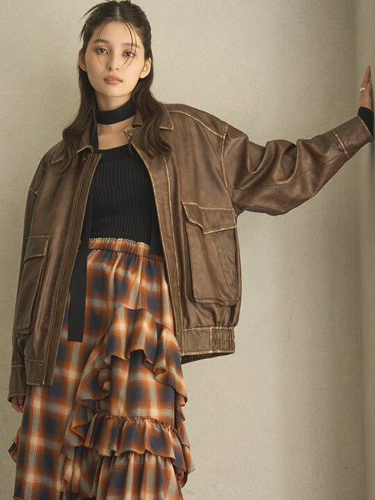 楽天市場】【SALE／30%OFF】ヴィンテージレザーブルゾン LILY BROWN 