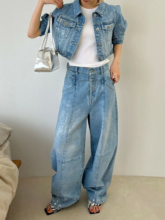 楽天市場】【SALE／30%OFF】ハーフスリーブシルバーホイルデニム 