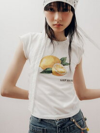 【SALE／50%OFF】[L.B CANDY STOCK]フルーツビジューTシャツ LILY BROWN リリーブラウン トップス カットソー・Tシャツ イエロー レッド ブラウン【RBA_E】【送料無料】[Rakuten Fashion]