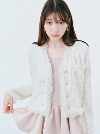 【SALE／50%OFF】【限定カラー】カットツイードフリンジジャケット LILY BROWN リリーブラウン ジャケット・アウター テーラードジャケット・ブレザー ピンク ベージュ ホワイト【RBA_E】【送料無料】[Rakuten Fashion]