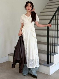 フリルレースカットワンピース LILY BROWN リリーブラウン ワンピース・ドレス ワンピース ブラウン ブラック【送料無料】[Rakuten Fashion]