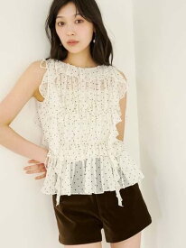 シャーリングフリルトップス LILY BROWN リリーブラウン トップス シャツ・ブラウス ホワイト ピンク ネイビー【送料無料】[Rakuten Fashion]