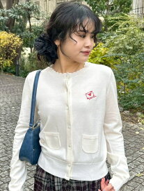 【SALE／50%OFF】love letterコンパクトニットカーデ LILY BROWN リリーブラウン トップス カーディガン レッド ホワイト ピンク ネイビー【RBA_E】【送料無料】[Rakuten Fashion]