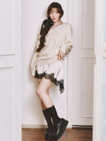 【SALE／50%OFF】【WEB限定カラー】カシミヤブレンドニットセットサテンミニワンピース LILY BROWN リリーブラウン ワンピース・ドレス ワンピース グレー ピンク ブラウン【RBA_E】【送料無料】[Rakuten Fashion]