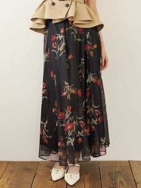 ボタニカルプリントフレアスカート LILY BROWN リリーブラウン スカート ロング・マキシスカート ブラック ベージュ ブラウン【送料無料】[Rakuten Fashion]