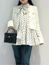 ラインディテールニットジャケット LILY BROWN リリーブラウン ジャケット・アウター テーラードジャケット・ブレザー ホワイト ブラウン ネイビー【送料無料】[Rakuten Fashion]