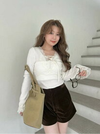 【オフィシャル・ MASHSTORE 限定】ストレッチレースニットトップス LILY BROWN リリーブラウン トップス ニット ブラック ブラウン【先行予約】*【送料無料】[Rakuten Fashion]