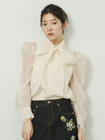 オーガンザボウタイブラウス LILY BROWN リリーブラウン トップス シャツ・ブラウス ブラウン ブラック【送料無料】[Rakuten Fashion]