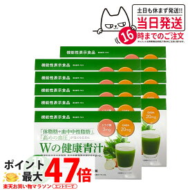 【賞味期限2027年・10個セット】Wの健康青汁 31本入り 新日本製薬 機能性表示食品 GABA エラグ酸 青汁 国産 粉末 送料無料
