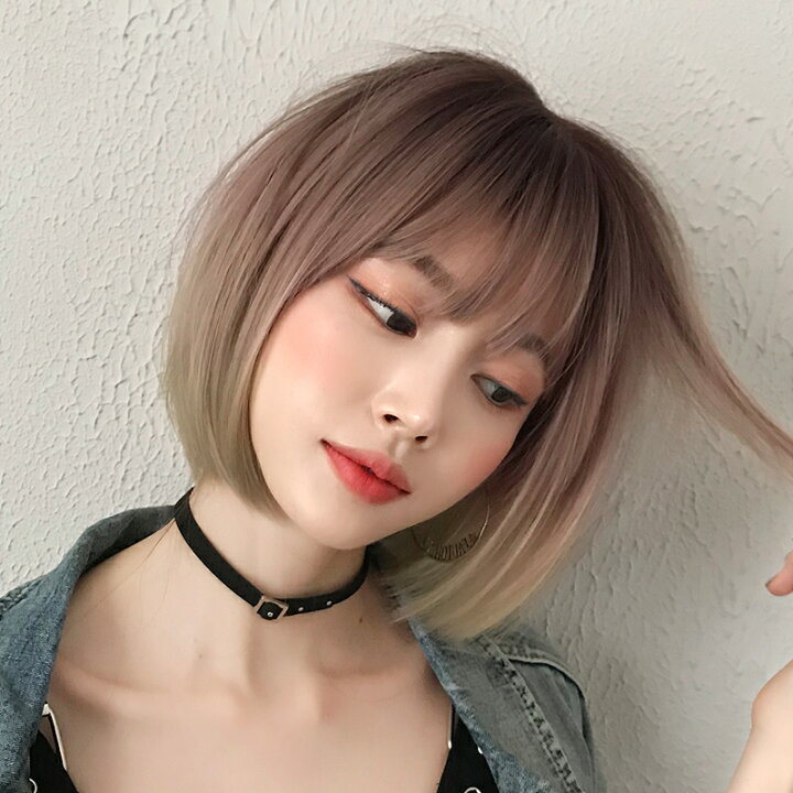 楽天市場 ピンクゴールド グラデ ショート ボブ 送料無料 ウイッグ 耐熱 自然 ボリューム ベージュ ふかし 大人 アッシュ イベント コスプレ カール フルウィッグ 根元 グラデーション 結婚式 ロング ウィッグ フルウイッグ ピンク ショート 韓国 外国人風 金髪