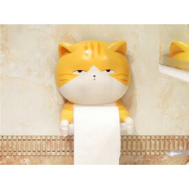 猫型トイレットペーパーホルダーディスペンサーティッシュ収納スタンドラックグレー