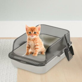 オープンリターボックス ペット猫トイレ 砂箱 ポータブル 猫トイレ 子猫用リターパン あらゆる種類の猫用リターふるい 猫用トイレ 砂入れ