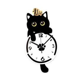 猫の振り子壁掛け時計 装飾時計 かわいい 軽量 壁飾り 静音 寝室 教室 キッチン ホームデコレーション
