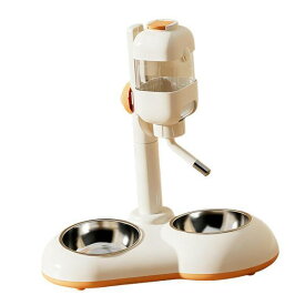 ペット用スタンド式給水器 2つのスチールボウル付き 高さ調節可能 2 in 1 ペット用自動給水器 子犬 猫 フェレット