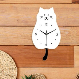猫の振り子の壁の時計装飾時計静かなアクリルスタイリッシュなスイングテールでスタイリッシュなリビングルームの寝室のためのかわいい壁飾り