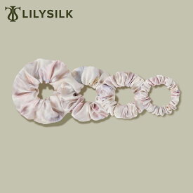LILYSILK(リリーシルク) シルク シュシュ 4点セット シルク100% キッズ 大人 ブランド 6A 跡がつかない かわいい ヘアアクセサリー 髪に優しい きれいめ 全サイズ 母の日 プレゼント ギフト