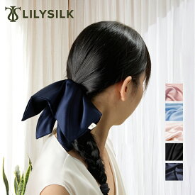 LILYSILK(リリーシルク) シュシュ シルク ヘアゴム シルク100% 大きめ 大きい ヘアアクセサリー スクエア 四角 かわいい ブランド フリル 風車の形 髪に優しい きれいめ プレゼント ギフト