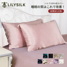 LILYSILK 枕カバー シルク 50×70cm 43×63cm 35×55cm 22匁 両面シルク リリーシルク シルク100% 封筒式 額縁無し まくらカバー ピローケース ピロケース 絹 無地 敏感肌 マクラカバー 天然シルク100% プレゼント ギフト