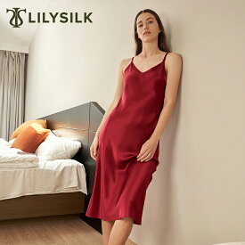 LILYSILK シルク スリップ ロング ノースリーブ ネグリジェ ナイティ パジャマ レディース ナイトウエア ルームウエア 寝間着 22匁シルク 北欧 高品質シルク100% ルームウェア 部屋着 秋冬用 ワンピース ナイトウエア プレゼント ギフト 送料無料