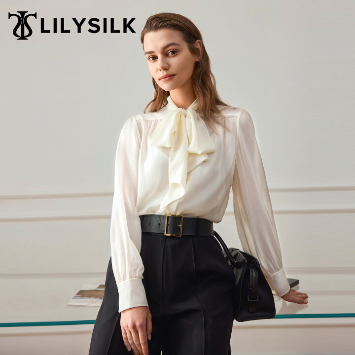 楽天市場】LILYSILK シルク ブラウス ボウタイ レディース シルク100 