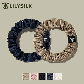 LILYSILK(リリーシルク) ヘアゴム シルク シュシュ キッズ 大人 小さい ブランド 6A シルク100 跡がつかない 2点セット 5点セット かわいい ヘアアクセサリー 髪に優しい きれいめ ミディサイズ 母の日 プレゼント ギフト