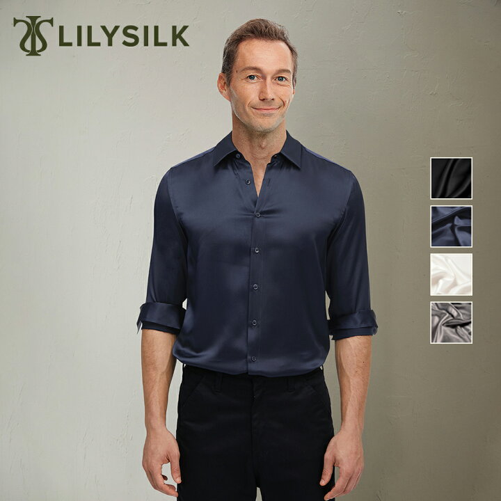 メンズシャツシルクシャツシルク100％洗えるシルク未使用サイズL