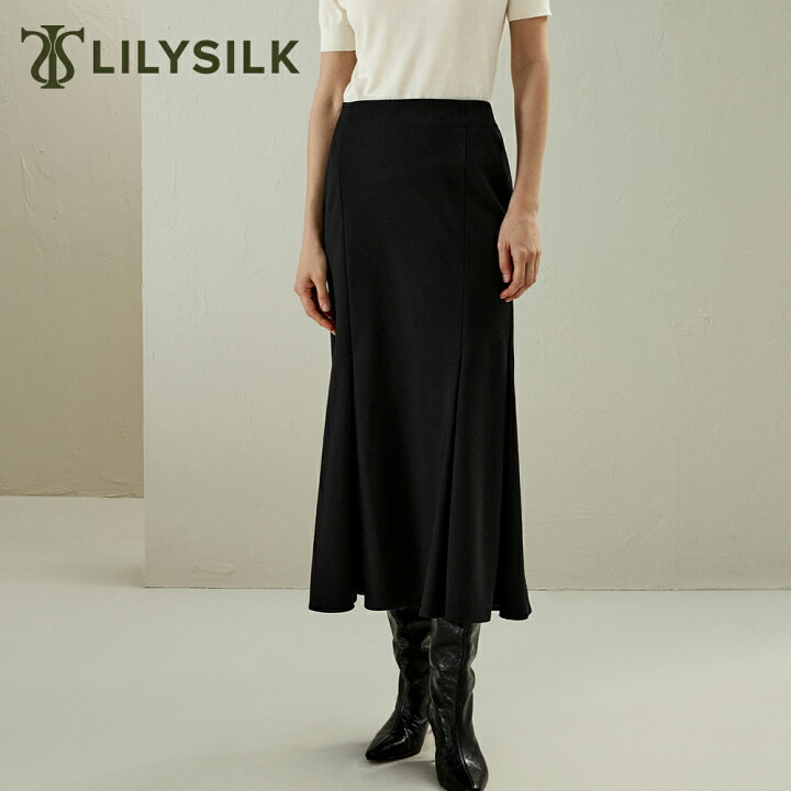 楽天市場】LILYSILK(リリーシルク) スカート 黒 細見え レイディス  