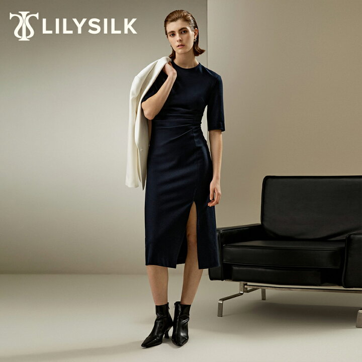 楽天市場】LILYSILK ウール ワンピース レディース 秋 ニット 半袖 