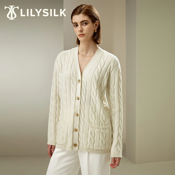 楽天市場】LILYSILK カーディガン レディース 秋冬 オフィス 大きい 