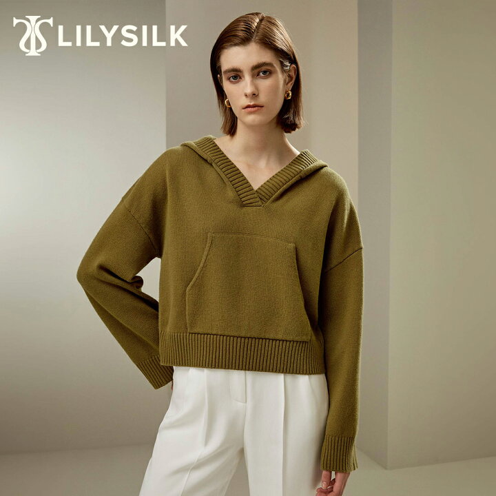 楽天市場】LILYSILK カシミヤ ニットパーカー セーター レディース  