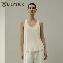 LILYSILK シルク混 タンクトップ レディース 無地 大きいサイズ 白 黒 ホワイト ブラック 冷感 Uネック キャミソール ジム おしゃれ スポーツ カップなし 薄手 上品 洗練 柔らかい 軽量 レギュラーフィット