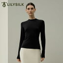 LILYSILK シルク Tシャツ レディース 白 黒 無地 ブランド タイト 涼しい おしゃれ 長袖 クルーネック 着痩せ スポーツ ベーシック ホワイト ブラック 軽量 通気 優れたストレッチ 万能 エレガント スリムフィット