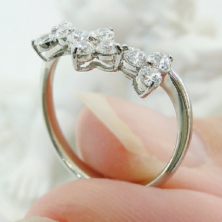 楽天市場】Pt950【0.48ct】ダイヤモンド フラワーモチーフ リング 