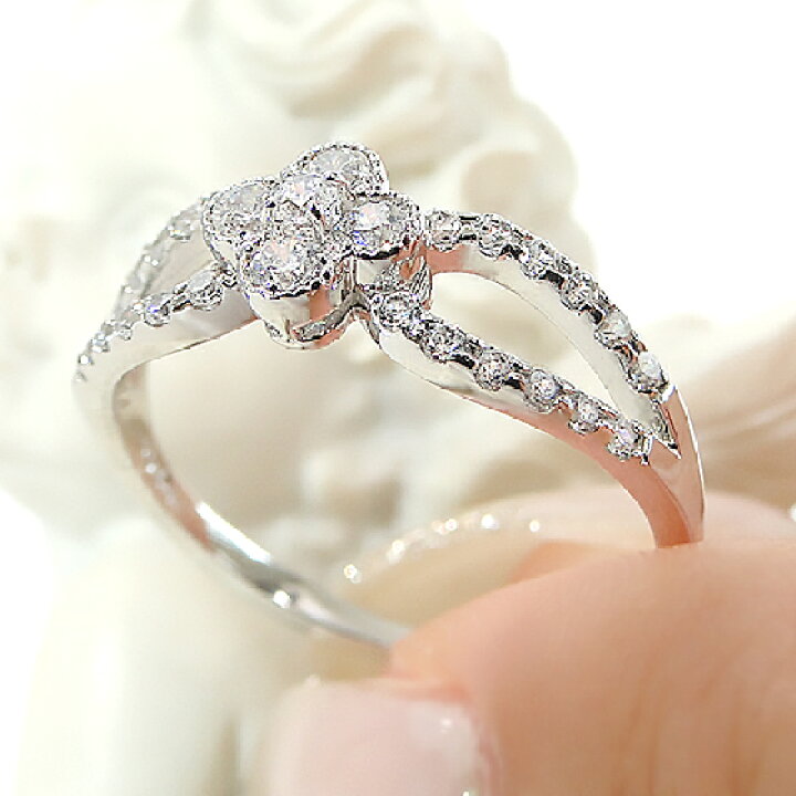 楽天市場】Pt950【0.30ct】ダイヤモンド フラワーモチーフ リング  